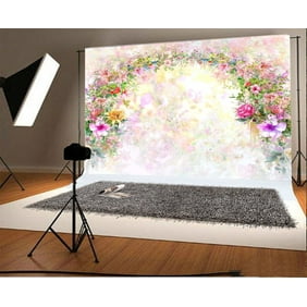 ALUONI 5x3ft Geometric,Soft Background and Floral Arrangement Blooming Nature Party Backdrop Photography Background Baby Adult Abstract Banner Cake Table Decoration Photo Booth AM015710